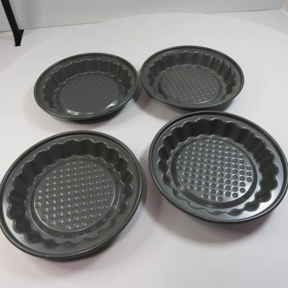 Quiche Pans /Tart Set of 4 Individual Heavy-Duty Non-Stick with Textured Bottom